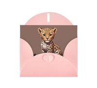 YYHWHJDE Biglietto di auguri rosa con motivo leopardato civettuolo per inviti per feste di compleanno