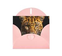 YYHWHJDE Biglietto di auguri rosa con motivo leopardato dagli occhi profondi per Natale, compleanno dei bambini, San Valentino e invito a una festa