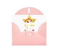 YYHWHJDE Biglietto di auguri rosa con motivo mela e stelle e campanelli a vento, per feste di compleanno