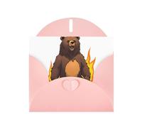 YYHWHJDE Biglietto di auguri rosa con motivo orso ardente per Natale, compleanno dei bambini, San Valentino e invito per feste
