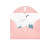 YYHWHJDE Biglietto di auguri rosa con orso bianco che cattura il coniglio delle nevi immagine perfetta per San Valentino, anniversario di matrimonio e inviti per feste