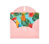 YYHWHJDE Biglietto di auguri rosa con pappagallo, ananas, uccello, perfetto per San Valentino, anniversario di matrimonio e inviti per feste