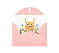 YYHWHJDE Biglietto di auguri rosa con piccolo mostro nei fiori per Natale, compleanno dei bambini, San Valentino e invito per feste