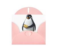 YYHWHJDE Biglietto di auguri rosa con pinguino che gioca con i fagioli, per Natale, compleanno dei bambini, San Valentino e invito per feste