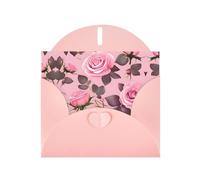 YYHWHJDE Biglietto di auguri rosa con rose rosa per Natale, compleanno dei bambini, San Valentino e invito per feste