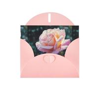 YYHWHJDE Biglietto di auguri rosa con rugiada mattutina su rose per Natale, compleanno dei bambini, San Valentino e invito per feste