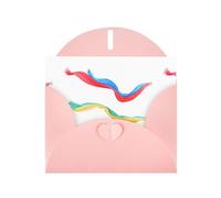 YYHWHJDE Biglietto di auguri rosa con sciarpe colorate che svolazzano al vento, immagine perfetta per San Valentino, anniversario di matrimonio e inviti per feste