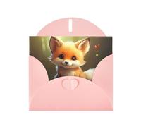 YYHWHJDE Biglietto di auguri rosa con simpatico motivo volpe per feste di compleanno