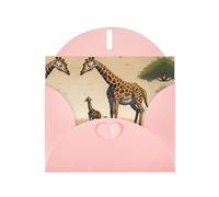 YYHWHJDE Biglietto di auguri rosa con stampa di giraffa madre e bambino per Natale, compleanno dei bambini, San Valentino e invito per feste