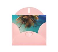 YYHWHJDE Biglietto di auguri rosa con stampe delle Isole dei Caraibi per Natale, compleanno dei bambini, San Valentino e inviti per feste