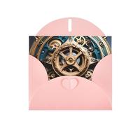 YYHWHJDE Biglietto di auguri rosa con stampe di ingranaggi steampunk per Natale, compleanno dei bambini, San Valentino e invito per feste