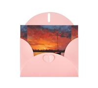 YYHWHJDE Biglietto di auguri rosa dipinto a olio barca al tramonto, perfetto per San Valentino, anniversario di matrimonio e inviti per feste