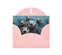 YYHWHJDE Biglietto di auguri rosa La pigrizia dell'acqua nell'oceano motivo perfetto per San Valentino, anniversario di matrimonio e inviti per feste