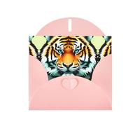 YYHWHJDE Biglietto di auguri rosa Little Fat Tiger Head Stampe per Natale, compleanno dei bambini, San Valentino e invito per feste
