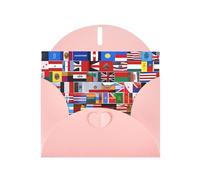 YYHWHJDE Biglietto di auguri rosa varie bandiere stampe per Natale, compleanno dei bambini, San Valentino e invito per feste