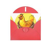 YYHWHJDE Biglietto di auguri rosso a forma di nido di uccello, motivo gallina dorata, per Natale, compleanno dei bambini, San Valentino e invito per feste