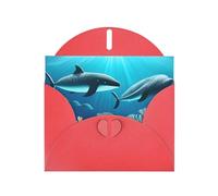 YYHWHJDE Biglietto di auguri rosso balene sotto il mare stampe per Natale, compleanno dei bambini, San Valentino e invito per feste