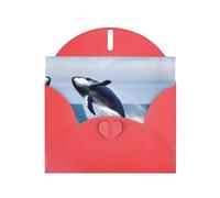 YYHWHJDE Biglietto di auguri rosso con balene in mare, per Natale, compleanno dei bambini, San Valentino e invito per feste