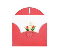 YYHWHJDE - Biglietto di auguri rosso con bouquet di tulipani e gattini, perfetto per San Valentino, anniversario di matrimonio e inviti per feste