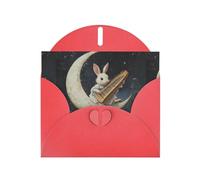 YYHWHJDE Biglietto di auguri rosso con coniglietto che suona il pianoforte, perfetto per San Valentino, anniversario di matrimonio e inviti per feste