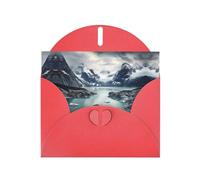 YYHWHJDE Biglietto di auguri rosso con fiordo glaciale, motivo Alaska, per feste di compleanno