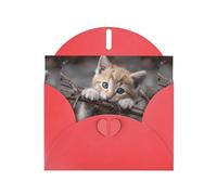 YYHWHJDE Biglietto di auguri rosso con gattino che tira su un ramo, perfetto per San Valentino, anniversario di matrimonio e inviti per feste