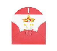 YYHWHJDE Biglietto di auguri rosso con mela e stelle, motivo carillon a vento, per feste di compleanno