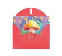YYHWHJDE Biglietto di auguri rosso con motivo a funghi fantasy, per Natale, compleanno dei bambini, San Valentino e inviti per feste