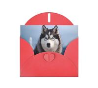 YYHWHJDE Biglietto di auguri rosso con motivo husky siberiano per feste di compleanno