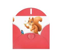YYHWHJDE Biglietto di auguri rosso con motivo scoiattolo che insegue farfalle per feste di compleanno