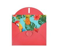 YYHWHJDE Biglietto di auguri rosso con pappagallo, ananas, uccello, perfetto per San Valentino, anniversario di matrimonio e inviti per feste