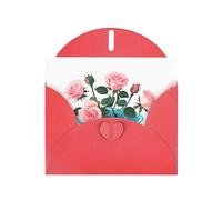 YYHWHJDE Biglietto di auguri rosso con rose che sbocciano nell'acqua, per Natale, compleanno, San Valentino e inviti per feste