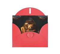 YYHWHJDE Biglietto di auguri rosso con scritta "A little bear learning knowledge", per feste di compleanno e inviti