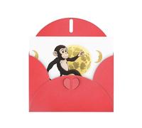 YYHWHJDE Biglietto di auguri rosso con scritta "The Monkey Who Stole the Moon", per Natale, compleanno dei bambini, San Valentino e inviti per feste
