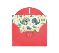YYHWHJDE Biglietto di auguri rosso con simpatico dinosauro, per feste di compleanno e inviti