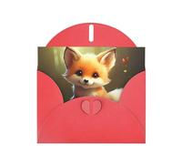 YYHWHJDE Biglietto di auguri rosso con simpatico motivo volpe per feste di compleanno