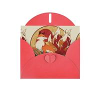 YYHWHJDE Biglietto di auguri rosso con sole rosso a nove code con volpe, perfetto per San Valentino, anniversario di matrimonio e inviti per feste