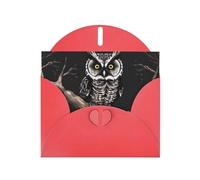 YYHWHJDE Biglietto di auguri rosso con stampe di gufo notturno per Natale, compleanno dei bambini, San Valentino e invito per feste
