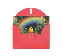 YYHWHJDE Biglietto di auguri rosso con uccellini sotto l'arcobaleno per Natale, compleanno dei bambini, San Valentino e invito per feste