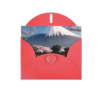 YYHWHJDE Biglietto di auguri rosso del Monte Fuji all'inizio della primavera con stampe per Natale, compleanno dei bambini, San Valentino e invito a una festa