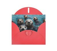 YYHWHJDE Biglietto di auguri rosso La pigrizia dell'acqua nell'oceano motivo perfetto per San Valentino, anniversario di matrimonio e inviti per feste