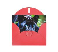 YYHWHJDE Biglietto di auguri rosso pantera con occhi azzurri per Natale, compleanno dei bambini, San Valentino e invito per feste