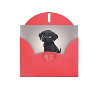 YYHWHJDE Biglietto di auguri rosso timido cagnolino nero modello per festivo invito festa di compleanno