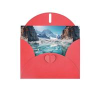 YYHWHJDE Biglietto di auguri rosso trasparente con motivo lago che si scioglie sul ghiacciaio, per Natale, compleanno dei bambini, San Valentino e inviti per feste