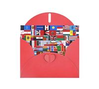 YYHWHJDE Biglietto di auguri rosso varie bandiere stampe per Natale, compleanno dei bambini, San Valentino e invito per feste