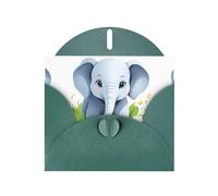 YYHWHJDE Biglietto di auguri verde scuro Baby elefante in primavera modello per festivo festa di compleanno invito