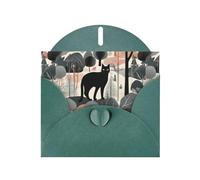 YYHWHJDE Biglietto di auguri verde scuro con affascinante gatto nella giungla, per Natale, compleanno dei bambini, San Valentino e invito a una festa
