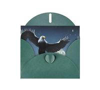 YYHWHJDE Biglietto di auguri verde scuro con aquila sotto le stelle, per Natale, compleanno, San Valentino e inviti per feste