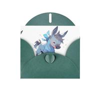 YYHWHJDE Biglietto di auguri verde scuro con asino blu che salta per inviti festivi per feste di compleanno