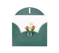YYHWHJDE - Biglietto di auguri verde scuro con bouquet di tulipani e gattini, perfetto per San Valentino, anniversario di matrimonio e inviti per feste